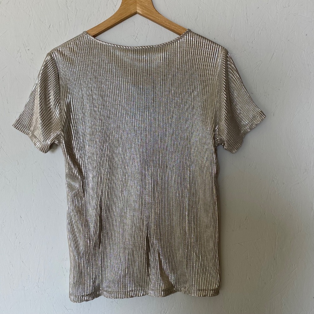 Nine West metallic champagne gold Blouse Medium - Picture 5 of 11